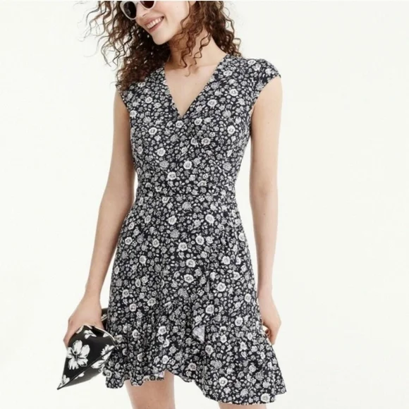 J.Crew Mercantile Faux Wrap Dress Floral Size 10 - Picture 1 of 7